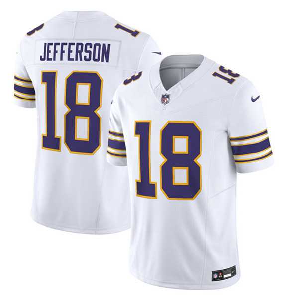 Men & Women & Youth Minnesota Vikings #18 Justin Jefferson White 2023 F.U.S.E. Vapor Untouchable Stitched Jersey->minnesota vikings->NFL Jersey